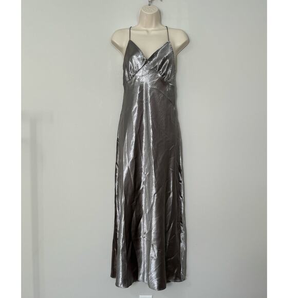 NWT Madewell The Layton Midi‎ Slip Dress in Metallic Recycled Satin Size 12 - Picture 4 of 15